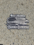 One Nation Under Oblivion - Vinyl Sticker | Tattered American Flag | Edgy Patriotism with a Dose of Reality