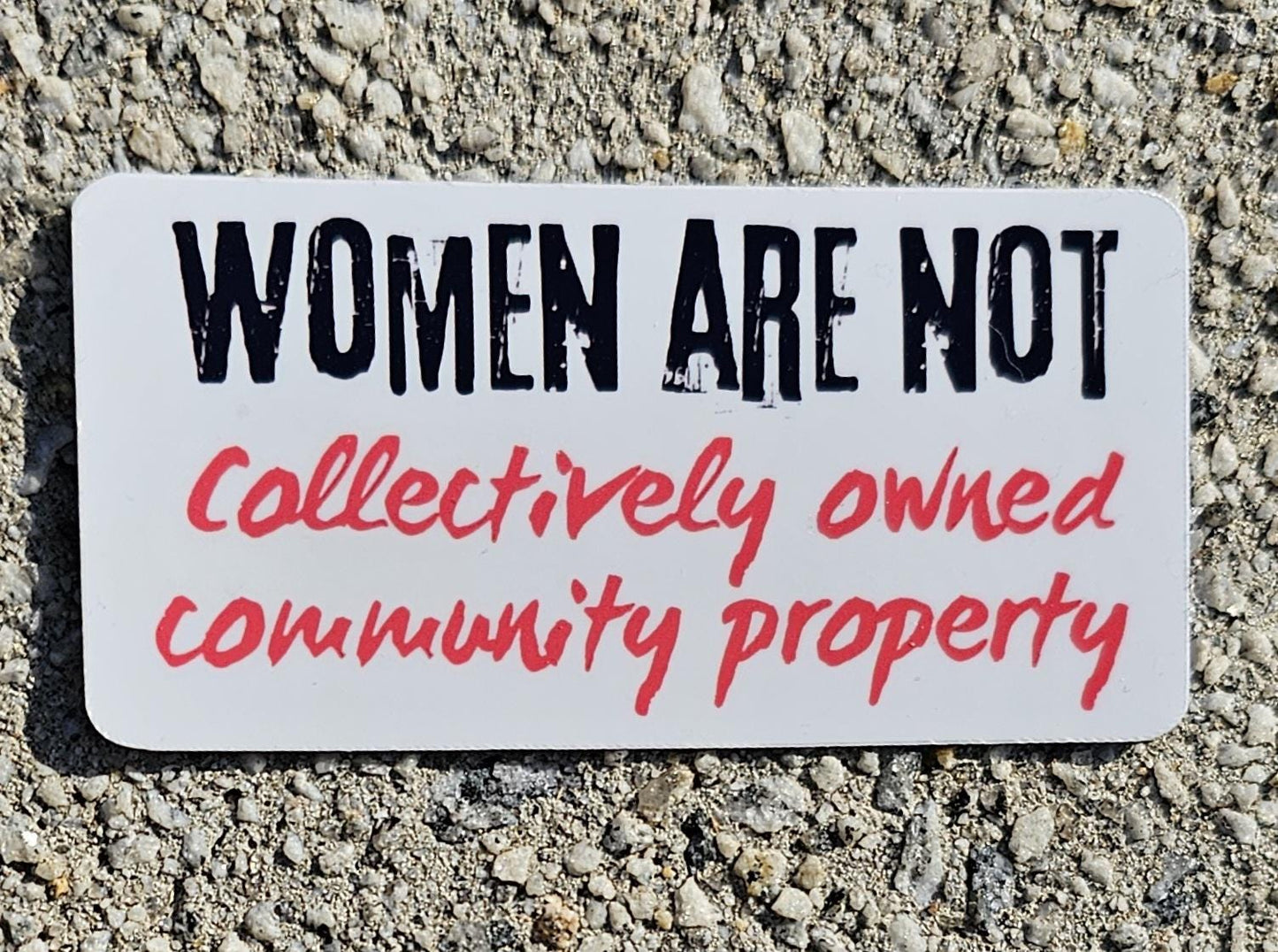 Unleash Your Voice with Our 'Women Are Not Collectively Owned Community Property' Sticker!